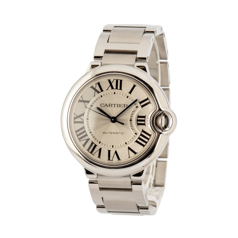 Cartier Ballon Bleu Stainless Metal Watch with Silver Dial