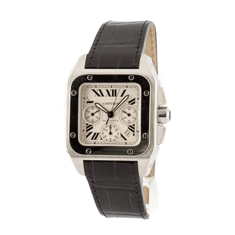 Pre-Owned Cartier Santos 100 in Stainless Metal