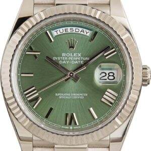 Rolex Day-Date 40 Mannequin 228239 with Olive Inexperienced Roman Numeral Dial