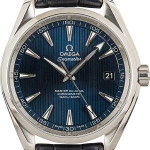 Used Omega Seamaster Aqua Terra with Blue Teak Dial and Leather-based Strap